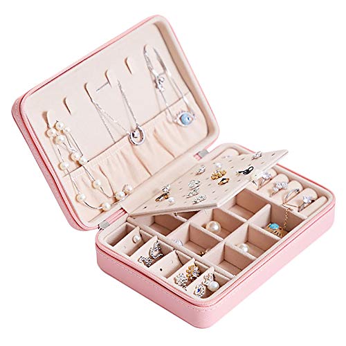 Preisvergleich Produktbild LYYN Tragbare PU Schmuckschatulle Reißverschluss Armband Ohrringe Halskette Ringe Aufbewahrungskoffer Schrank für die Reise