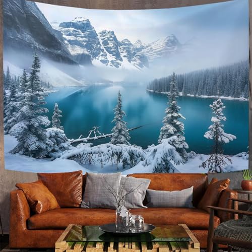 Tapiz de lago de montaña azul para decorar la sala de estar y transformar tu dormitorio 2