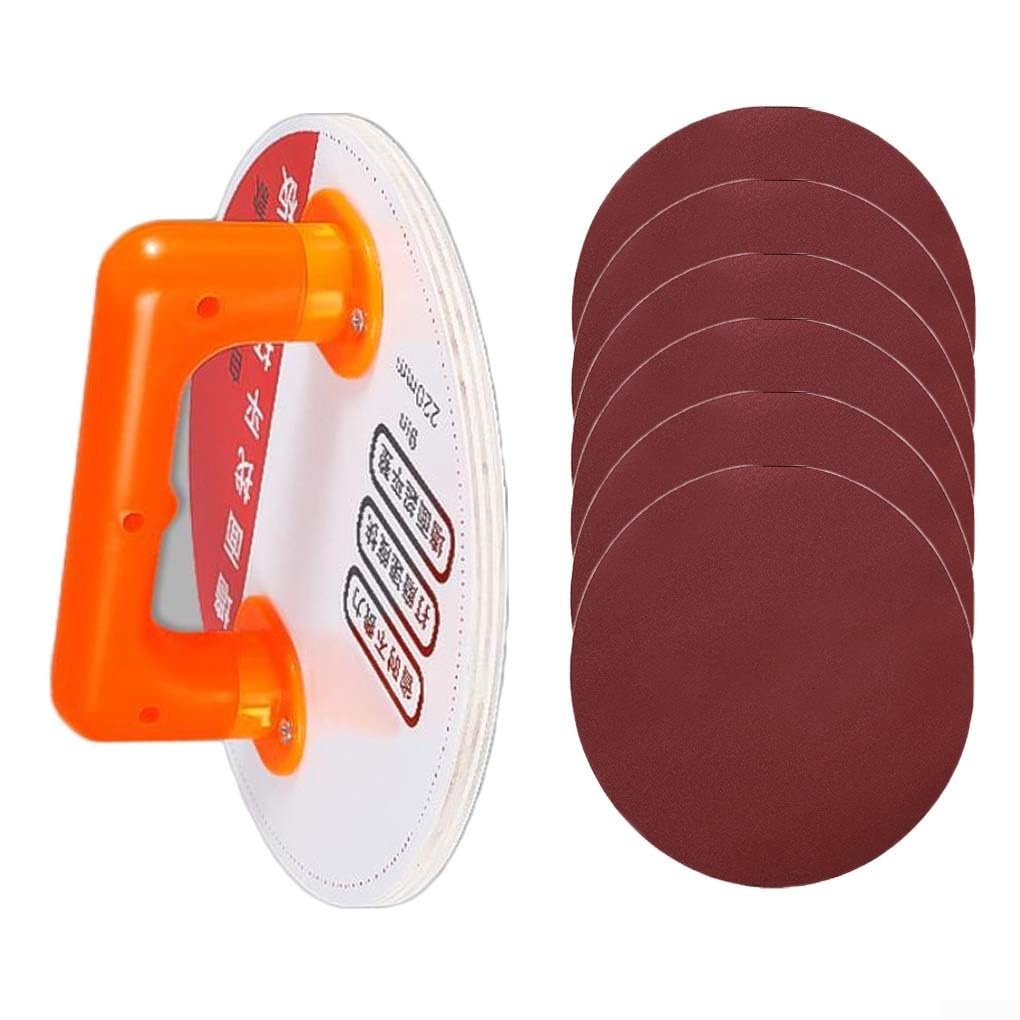 Supporto autoadesivo per carta vetrata da 22,9 cm con retro floccato antiscivolo, per levigatura a parete e a mano, fogli abrasivi grana 180/240/320, compatibile con levigatrici a disco rotonde (a)