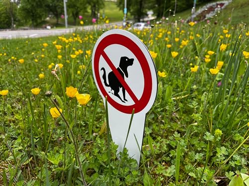 STROBO 2 Stück 'Kein Hundeklo'-Steckschild | Stabiles 3mm Aluminiumverbund als 30x15cm Steckschild mit UV-Schutz für den Außenbereich