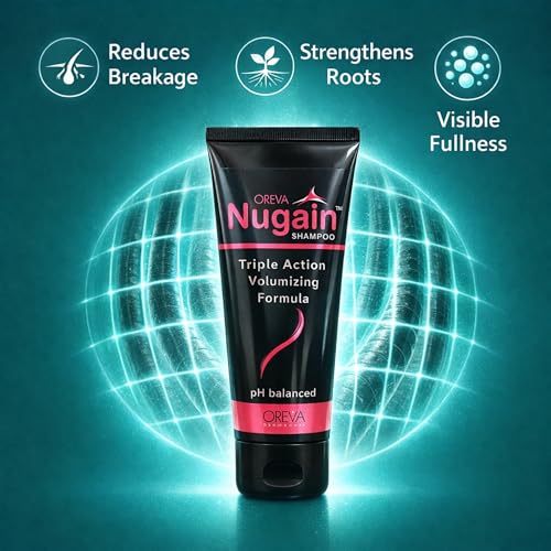 Image of Rotex Oreva Nugain Shampoo 100gm (Pack of 2) | Triple Action Volumizing Formula | Helps Reduce Hair Fall Due to Breakage | pH Balanced | Strengthens & Nourishes Hair | Suitable for All Hair Types