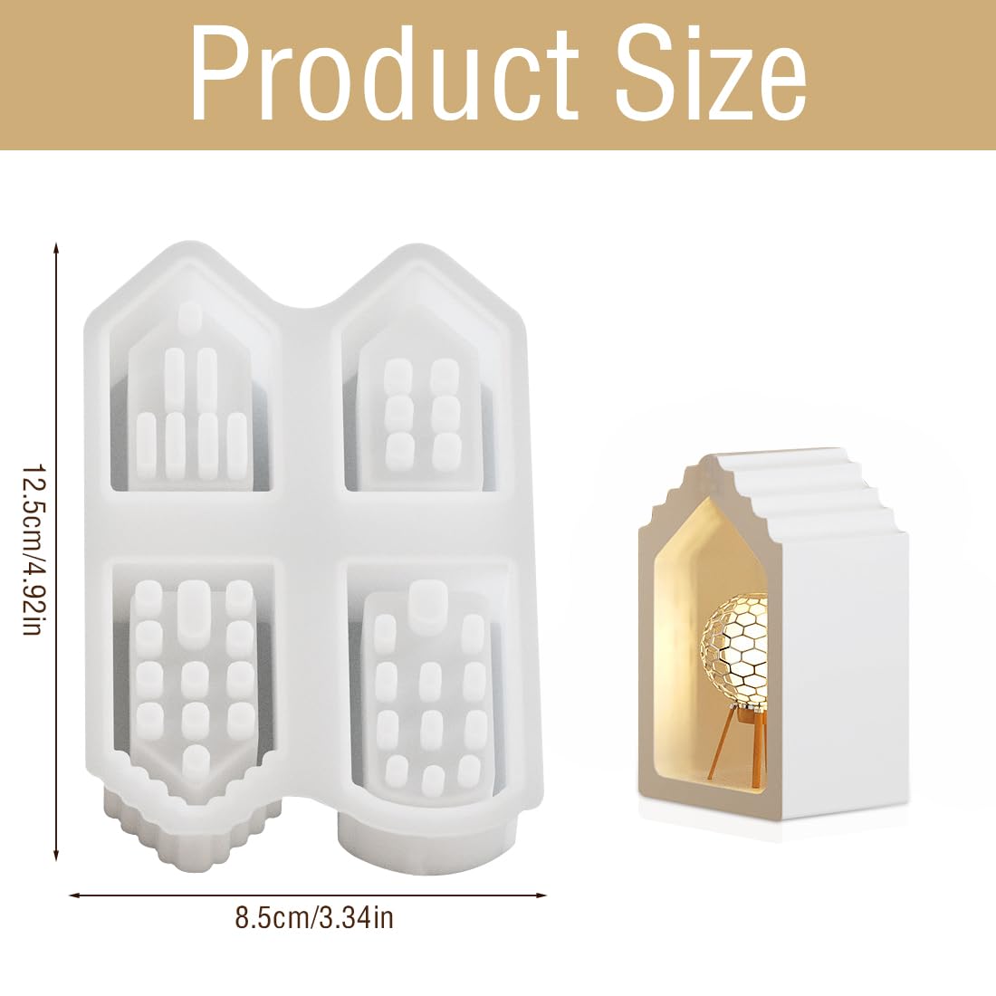 Voyyphixa 4PCS 3D House Silicone Moulds Candle Holder Resin Mould Home Christmas Ornaments Mould Epoxy Resin Casting Moulds for DIY Candle Soap Cake Clay Crafts - Image 2