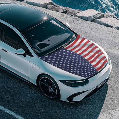 Image of American Flag Butterfly Universal Car Hood Cover Waterproof All Weather, Car Hood Cover Protector for Automobiles Outdoor Indoor for All Season Waterproof Dustproof