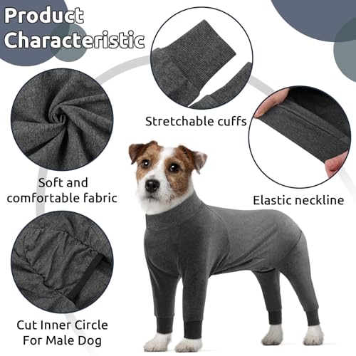 CITÉTOILE Erholungsanzug für Hunde - Genesungsanzug nach Operationen, Bauch Wundschutzanzug, E-Halsband-Alternative, Haustierpyjama für Große Hunde, Grau, L