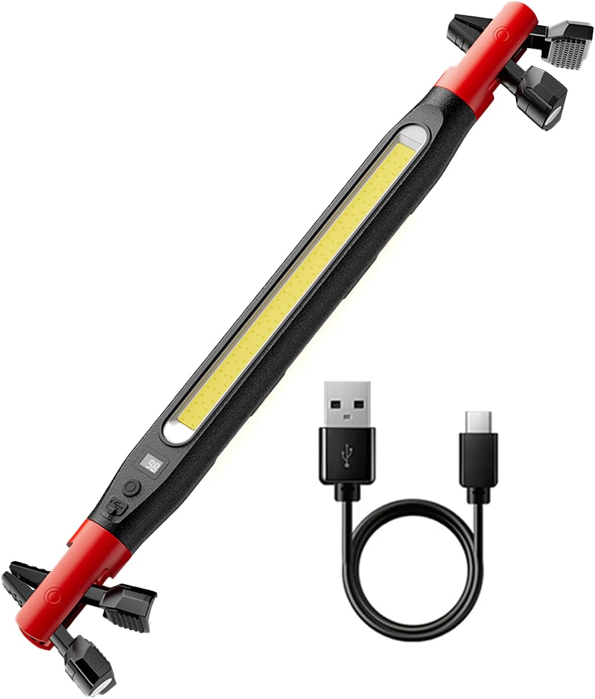 Magnetic Rechargeable LED Work Light Bar - 3000 Lumens LED Shop Light with Strong N50 Magnets, 5200mAh Battery, Power Bank USB Output, 360° Rotating Hook, IP54 Waterproof & IK07 Impact Resistant