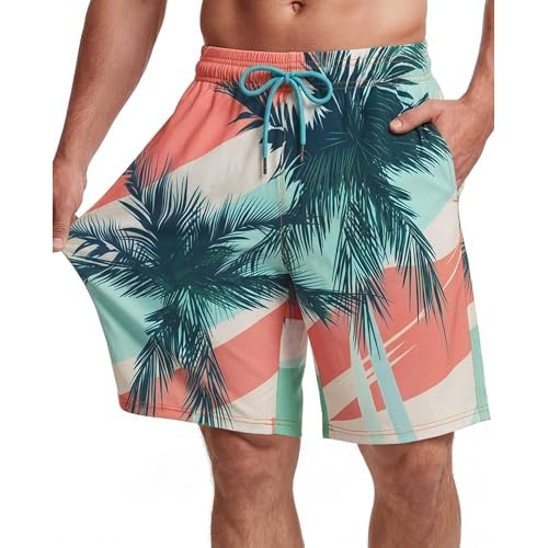 Men Swim Trunks 9 Inch with Mesh Lining Breathable Quick Dry Drawstring Pockets for Summer Beach Pool Board