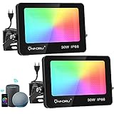 【Intelligente Sprachsteuerung】Onforu Smart Strahler ist kompatibel mit Amazon Alexa Echo und Google Home Assistant. Geben Sie einfach Sprachbefehle aus, um das RGB Flutlicht ein- und auszuschalten, Helligkeit einzustellen oder Ihre Lieblingsfarbe zu wählen, z.B. ”Alexa, Schalte das Licht auf rot.”