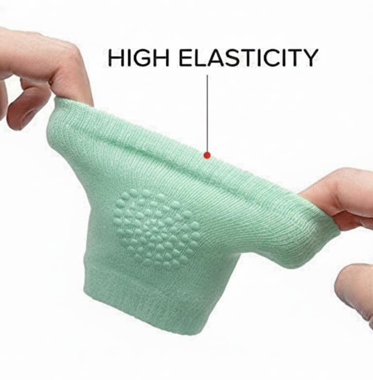 Combo Pack of 2 Pairs Baby Knee Pads for Crawling – Anti-Slip Cotton Safety Protectors – Adjustable Breathable Leg Warmers for Infants & Toddlers (Unisex) (Green) 2