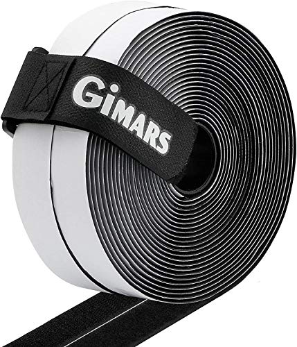 Gimars Velcro adhesivo ancho 20mm * 6M / 8M /10M / 15M Velcro adhesivo tela doble cara Fijación segura para trabajos manuales y de bricolaje/Equipado con cierre con hebilla para organizar (15M Negro)