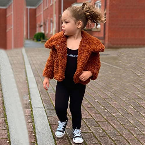 𝗣olar Fleece Windproof Jacket for Toddler Kids Lightweight Open Front Lapel Short Outerwear Shaggy Solid Coat4