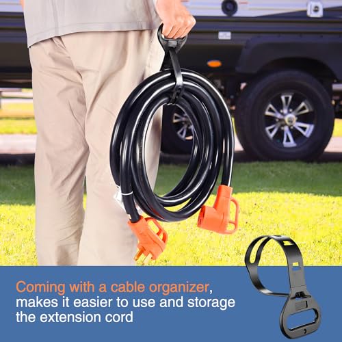 Image of Nilight 50 Amp 100FT RV EV Extension Cord UL ETL Listed Nema 14-50P 14-50R | 250V Heavy Duty 6 /3+8 /1 Gauge Pure Copper STW Wire 4 Prong 50F /50M Cable Suit for RVs EVs Trailer Campers