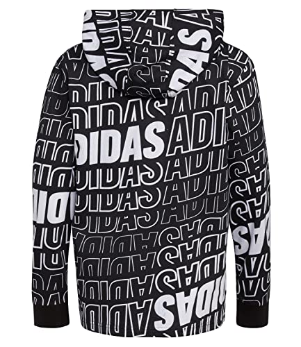 adidas Boys' Long Sleeve Cotton Allover Logo Hooded T-Shirt2