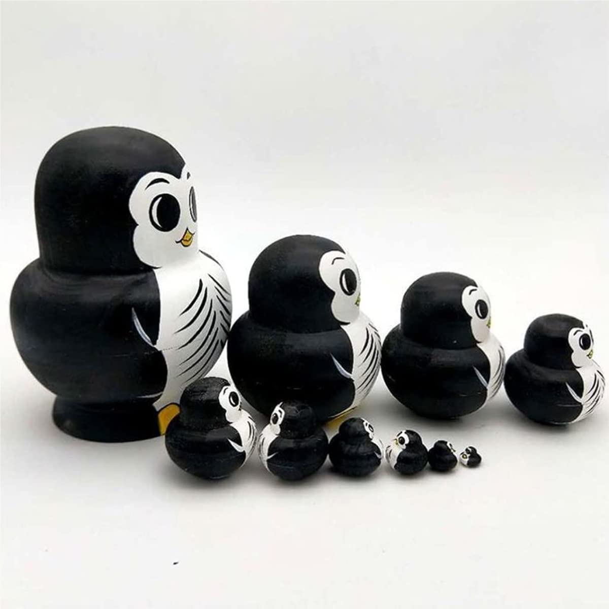 Matrioszki Matrioszka Lalka Rosyjska Zestaw 10 Sztuk Pingwina Drewniane Ręcznie Gniazdujące Lalki, Matryoshka Rosyjska Lalka Na Prezent Dekoracja Wnętrz Rosyjskich Lalek Rosyjskie Lalki