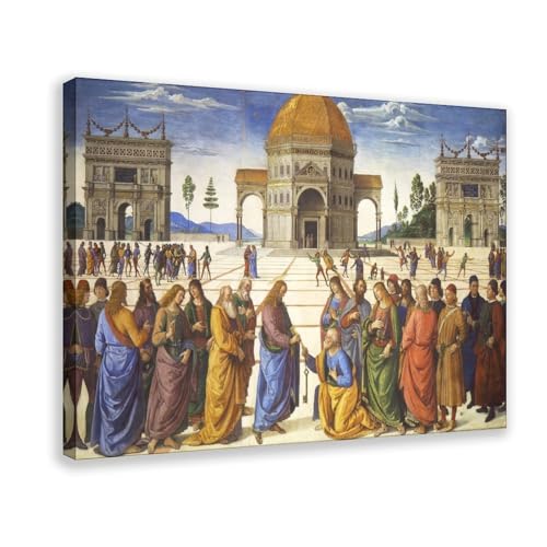 Toile Perugino Delivery of The Keys cadre suspendre décoration murale 40x61
