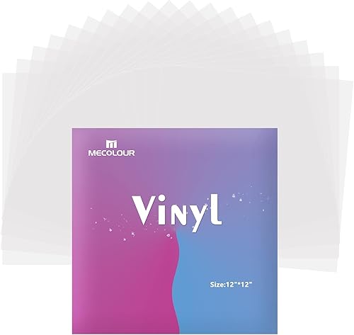 MECOLOUR Vinilo transparente HTV para sublimación, paquete de 20 unidades de vinilo de sublimación de 12 x 12 pulgadas para camisas de algodón,