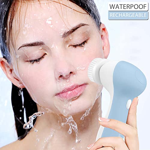 Rechargeable Facial Cleansing Spin Brush Set With 3 Exfoliating Brush Heads - Waterproof Face Scrubber Cleanser Brush By Clsevxy - Face Brush For Gentle Exfoliation And Deep Scrubbing #TOP5