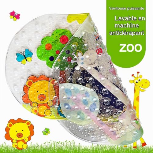 PTAPIPI Tapis de Bain pour Tapis de Douche, 39 cm x 69 cm Tapis de Douche antidérapants avec ventouses, Tapis de Baignoire Lavable en Machine pour Salle de Bain (Forest Zoo) – vue 2