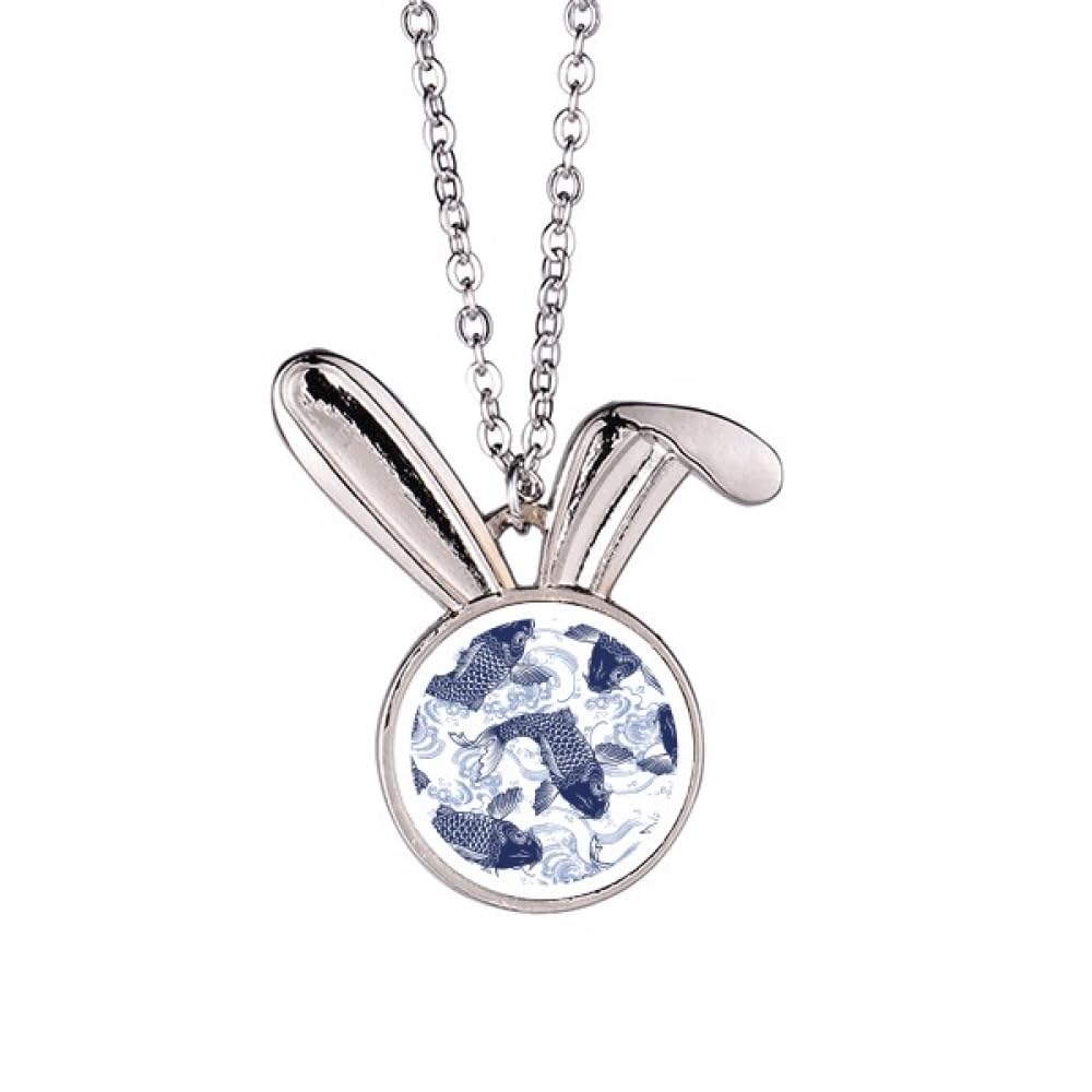 Collier lapin japonais bleu pendentif original pour look unique