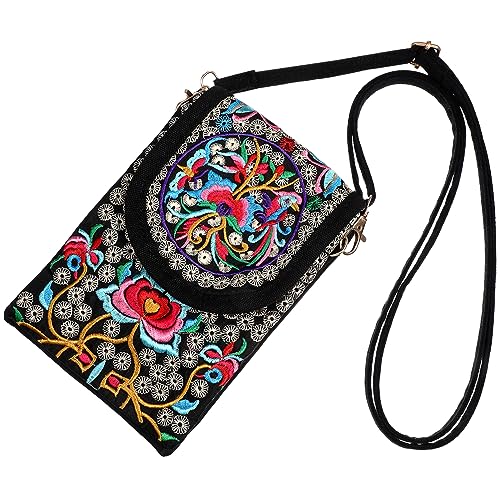 CALLARON Bolso Mensajero De Étnico Bordado Diseño Floral Bolso Pa...