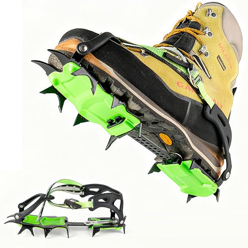 Grödel für Wanderschuhe & Bergschuhe, Universal Steigeisen 14 Zähne, Crampons Spikes für Schuhe, Grödeln Snowline geeignet, Antirutsch Grödel für Schnee & EIS, Winter-Abgleitschutz(s1-a)