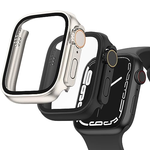 Image of Tobfit 2 Pack Tough PC Case for Apple Watch Series 6 /5 /4 /SE /SE2 44mm Change to Ultra 49mm Cover[Looks Like Ultra], Apple Watch Case with Screen Protector for iWatch Series 6 5 4 3 SE /SE2 (44mm)