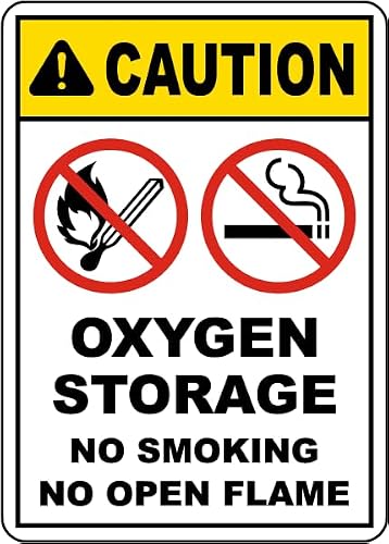Caution Oxygen Storage Sign Facility Signs Gas Cylinder Metal Tin 8 x 12 Inch for Home or Work