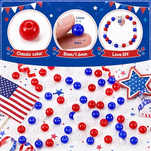 300pcs Red White and Blue Glass Beads - image 3