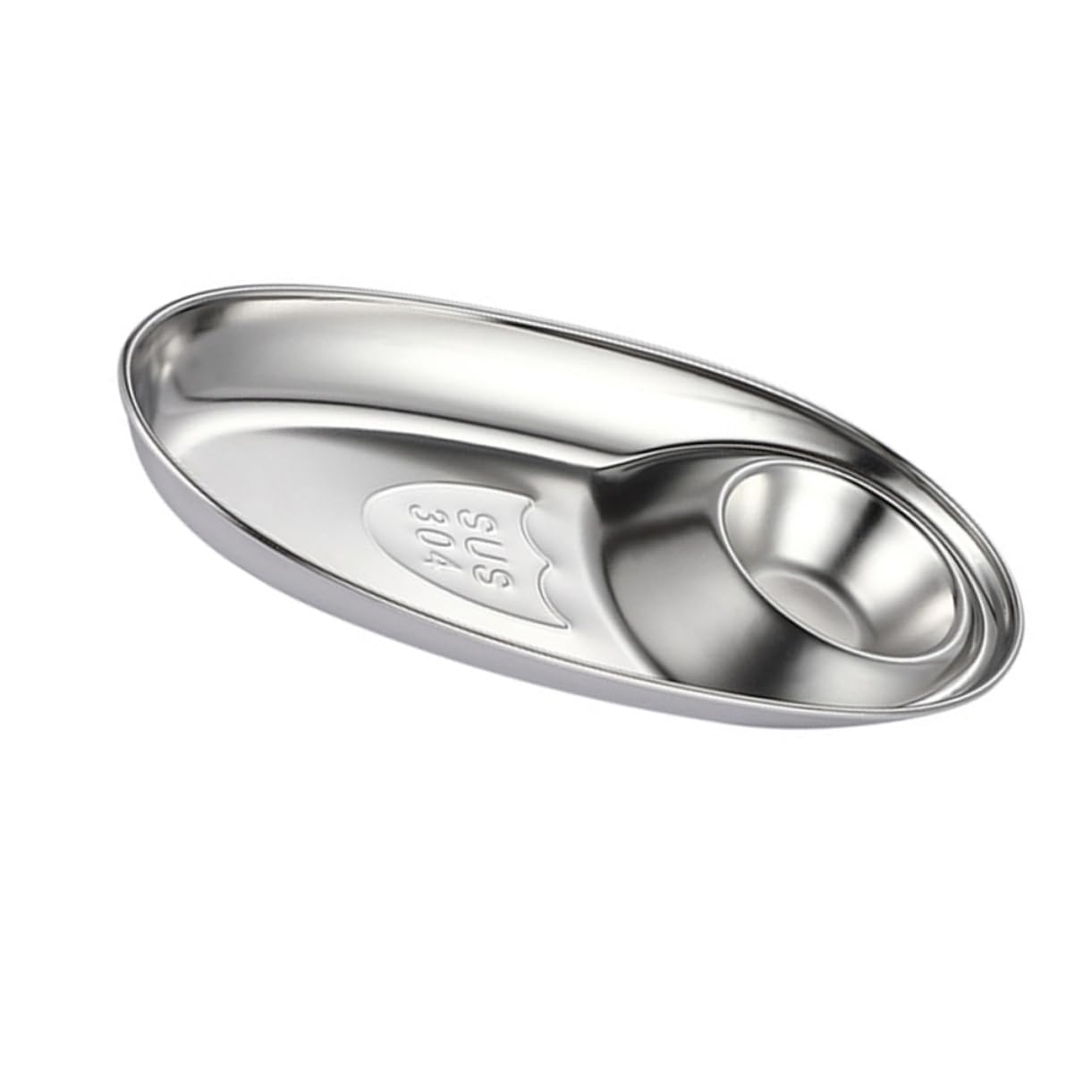KICHOUSE 1pc 304 Sauce Dish Appetizer Plates Snack Plates Appetizers Household Dipping Plate Blove Sauce Condiments Mini Dip Bowl Dipping Bowl Stainless Steel Dipping Plate Silver re-usable