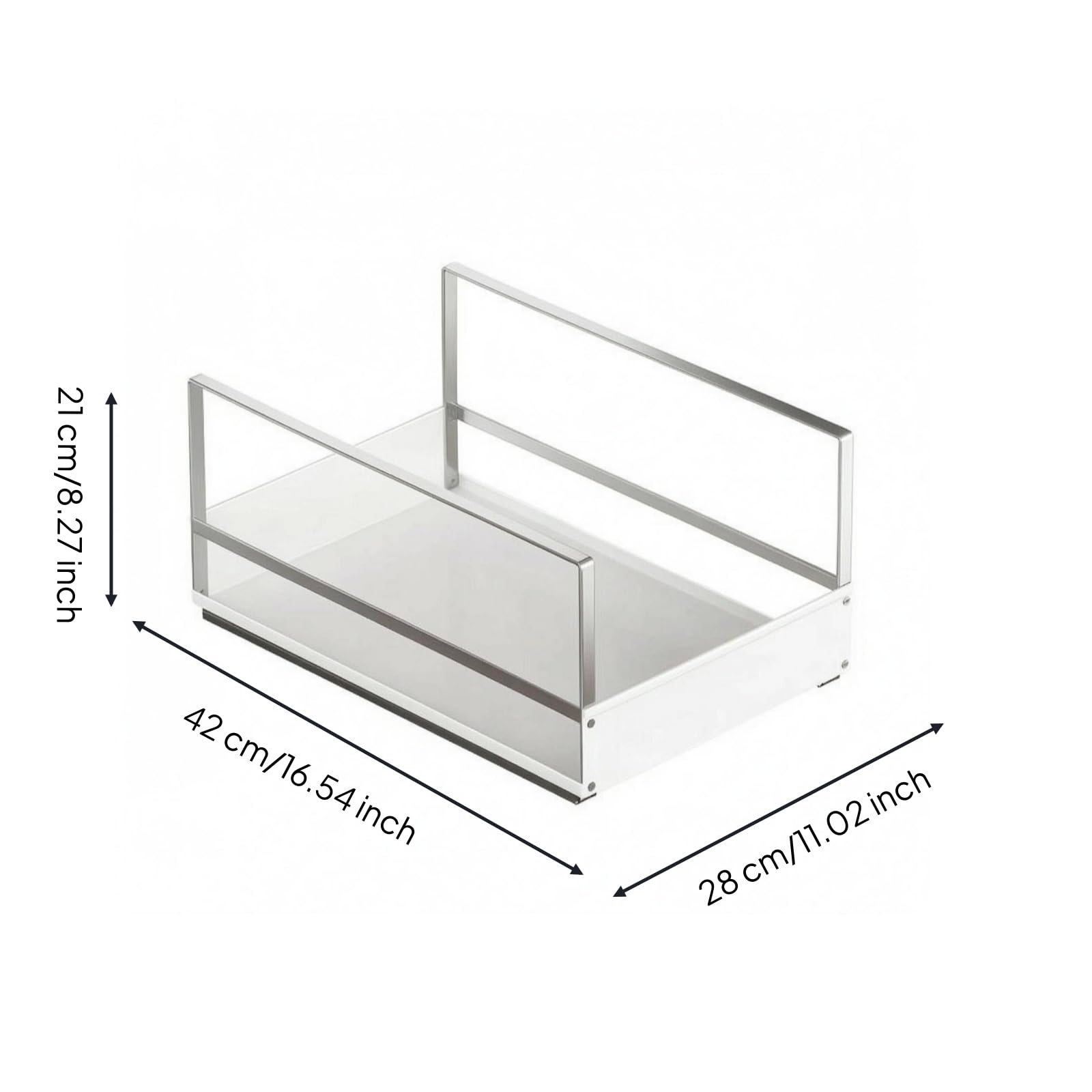 Organizzatore da Cucina senza Installazione Cassetto Estraibile Bianco Contenitore Scorrevole, Cestello Estraibile A Pannello Bianco Grande