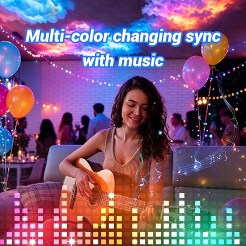Image of FUSLITE 3D Thundercloud LED Light,Ceiling Cloud Lights with Remote Control DIY Kit, Led Clouds for Ceiling Game Room Bedroom Party Decor (11.5FT)