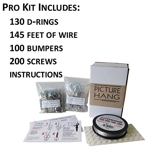 Frame Back Kit - Artwork Hanging Kit With D-Ring Hangers, Wire And Bumpers - Pro Picture Hanging Kit To Wire 50 Pieces Of Art - Picture Hang Solutions #TOP1