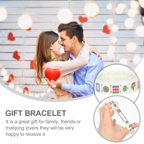 Pulsera creativa Mahjong 2 piezas elástica tamaño 18mm miniatura 4
