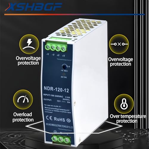 Image of 12VDC Power Supply NDR 120W DIN Rail Power Supply Switch Switching Converter DC (Input 100-240VAC Output 12VDC 50 /60HZ 12V 10A)