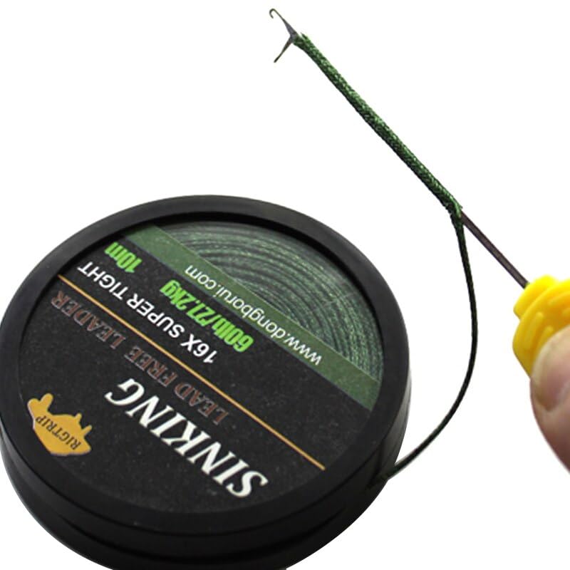 10m Braided Carp Leader Line Camo Green Mainline Non Leadcore for Carp Rig Chod Helicopter Rig Carp Coarse Fishing Line