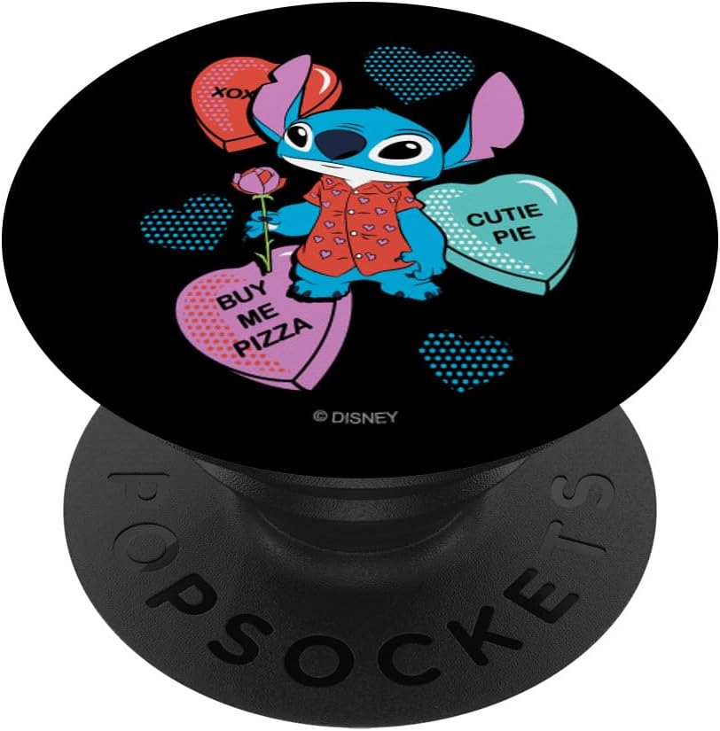 Disney Stitch Candy Hearts Buy Me Pizza Valentine's Day PopSockets PopWallet for MagSafe