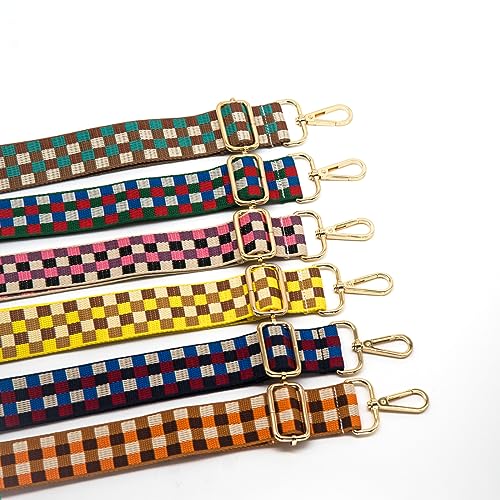 S&loyoe Purse Straps Replacement Crossbody Bag Strap Adjustable Wide Guitar Straps for Handbags 1.5inch (Checkered white black)