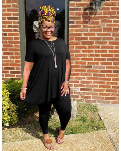 YeGine Women Plus Size 2 Piece Outfits Short Sleeve Top and Legging Pant Set Lounge Sets Tracksuit2