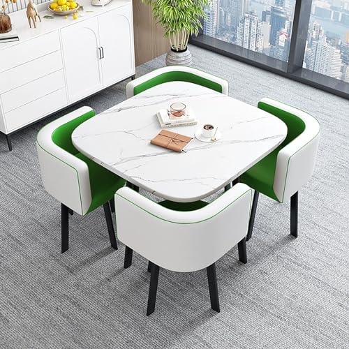 Juego de mesa de comedor compacto para 4 personas con sillas, ahorro de espacio, muebles de cocina para áreas pequeñas, diseño moderno para comedor, apartamento o estudio