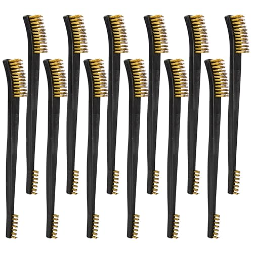 12 Pack Double-Ended Gun Cleaning Brushes Set, Brass Brush Gun Cleaning -Nylon Handle - All Purpose Cleaning Supplies Kit