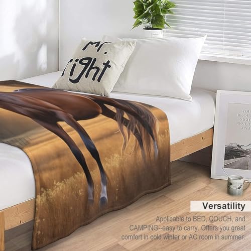 Couverture motif cheval flannel 180x200cm pour décoration de chambre - 6