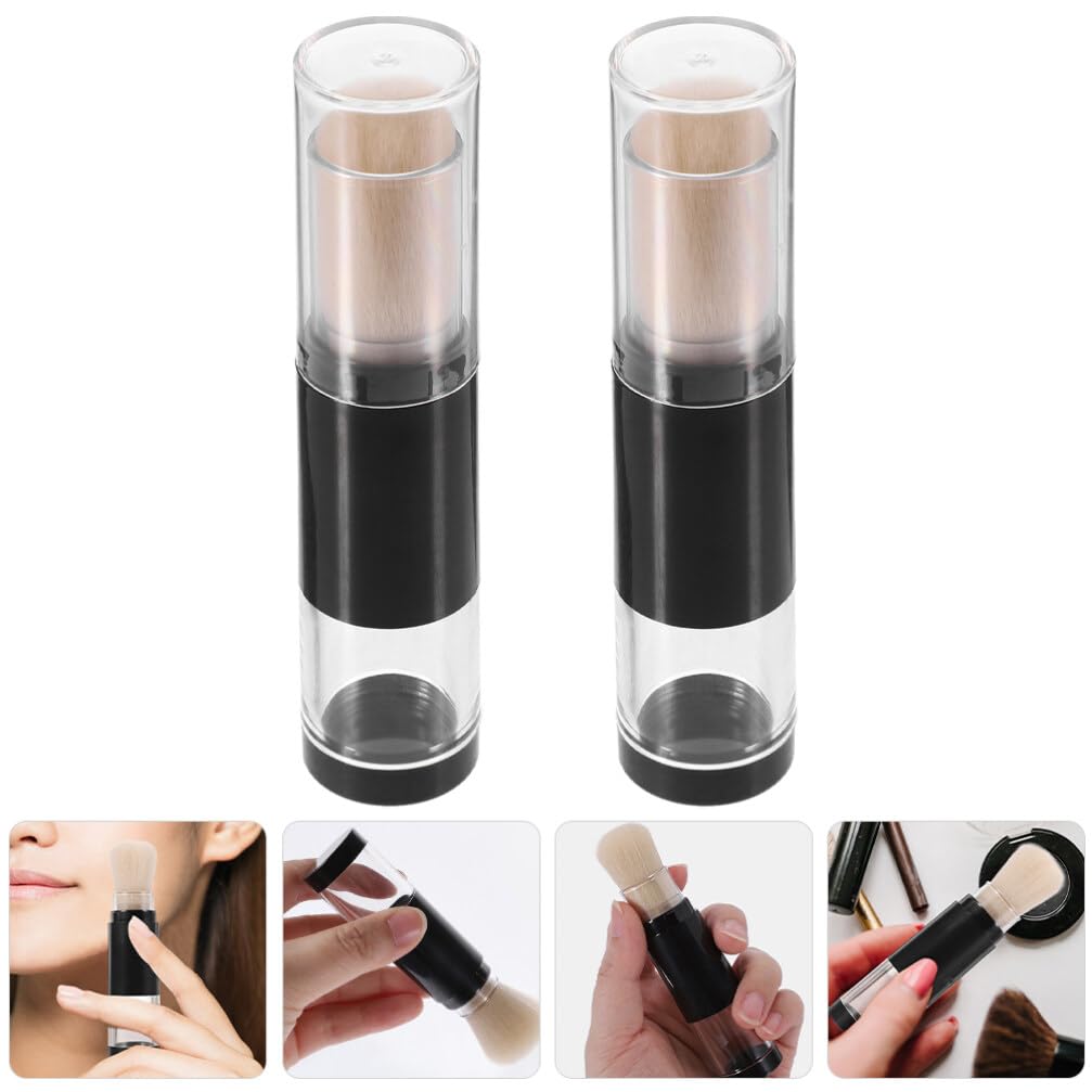 Beaupretty Refillable Travel Makeup Brush with Press Dispense Bottle - Soft Bristles Foundation and Blush Brush for Even Coverage Portable Cosmetic Tool