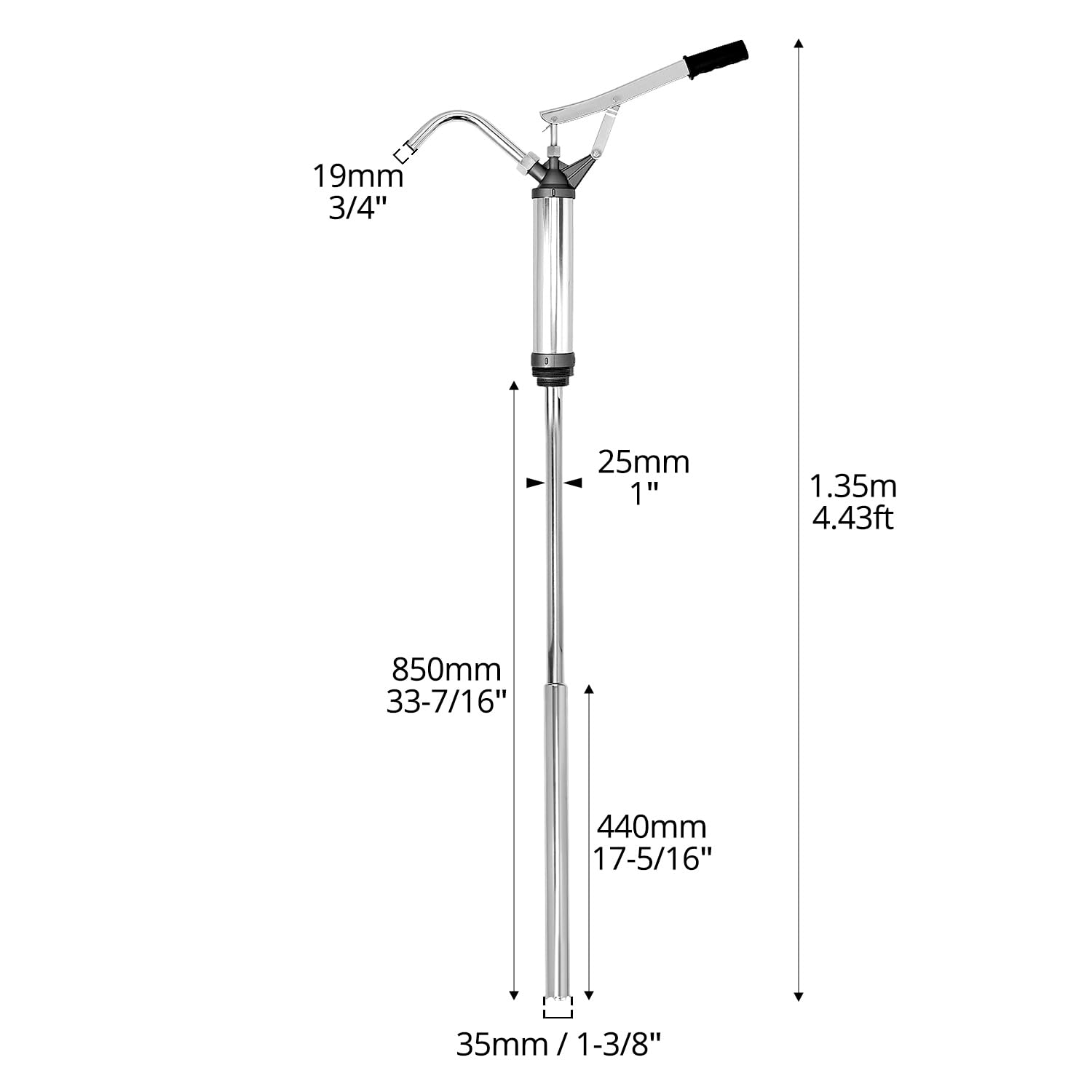 QWORK® pompe à tambour à levier, Tube d'aspiration télescopique auto-ajustable, pour Diesel, huile lubrifiante, huile moteur