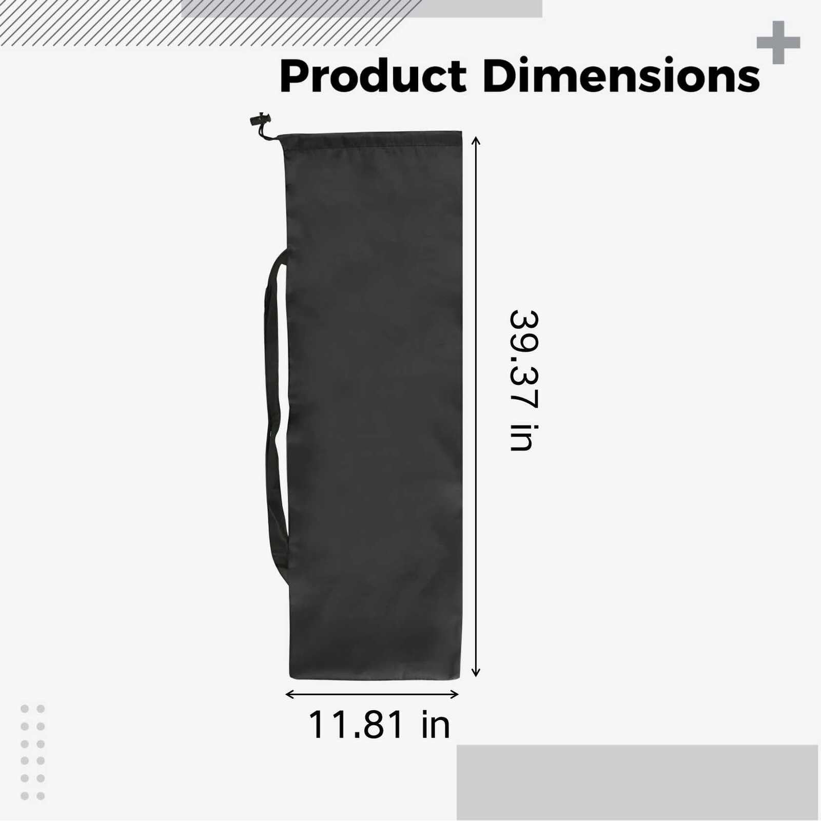 Borsa per canna da pesca, 100 cm, in poliestere 210D, con coulisse, con tracolla, per tappetino da yoga, bastoncini da pesca, campeggio, nero