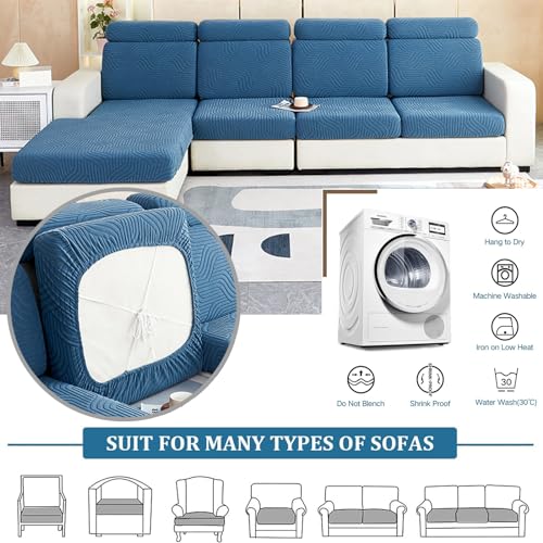 Housse de canapé extensible bleu pour protéger votre salon - 7