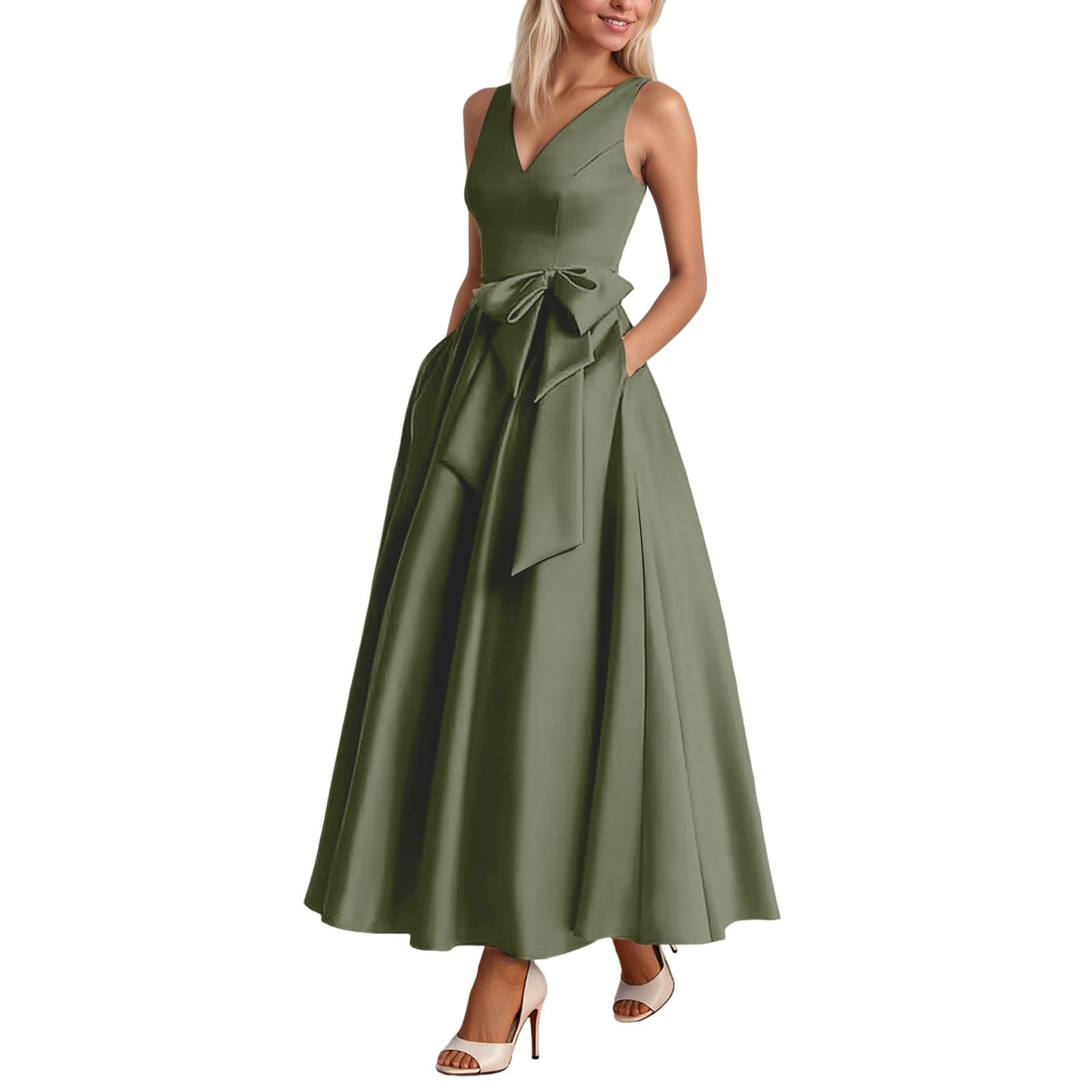 Elegante Abito da Sera Formale in Raso, Abito da Banchetto per Feste e ricevimenti, con Design e vestibilità Comoda.