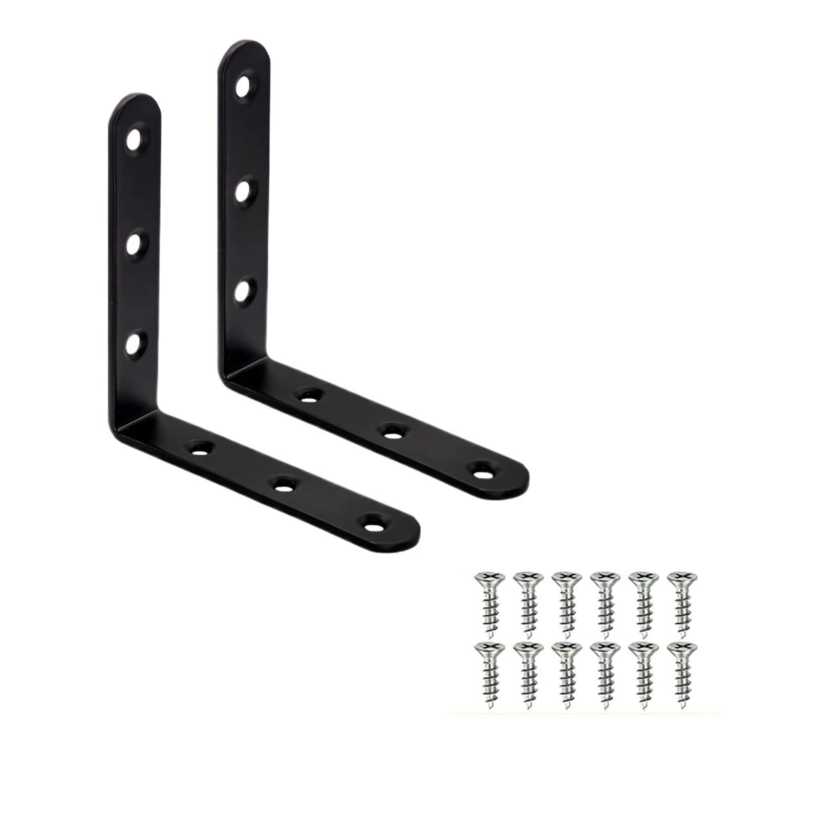 Corner Braces Brackets 100x100mm Black 90 Degree L Bracket Right Angle Joint for Wood Furniture and Shelf Support(8pcs-48screws)