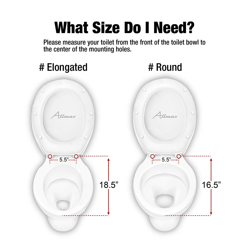 Allmax AX016-S Round Slow-Close Toilet Seat, White Toilet Seats, Easy Installation, Easy Clean, Quiet-Close Seat, Plastic