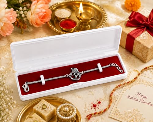 Image of Rakhi set for brother|silver Rakhi for brother|Rakhis for rakshabandan|bhai|men(1085)