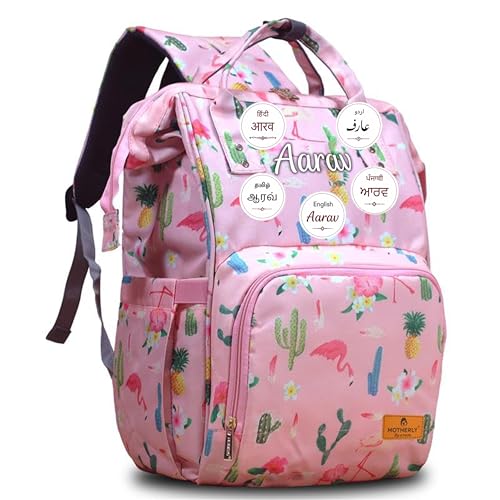 Image of Motherly Patented Diaper Bag Backpack for Moms | Waterproof Baby Travel & Maternity Bag | Spacious Nappy Bag with Insulated Bottle Pockets & Warranty (Floral Series)
