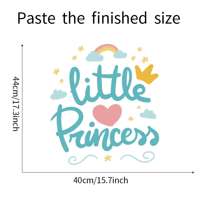 Image of Little Princess Sign with Crown Heart Wall Art Sticker for Girls Room Playroom Baby Nursery Wall Decoration Bedroom Door Study Boho Nursery Wall Decoration Playroom Decor